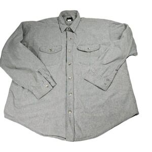 Codet‎ Men's 2XL REG Gray Cotton Flannel Long Sleeve Button Up Shirt Heavyweight